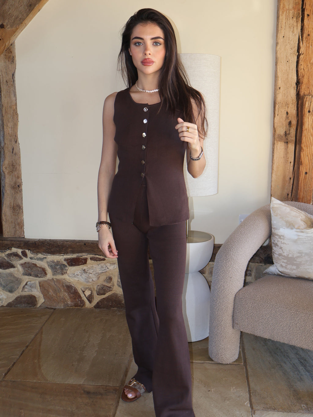 KNIT WAISTCOAT AND FLARE CO-ORD