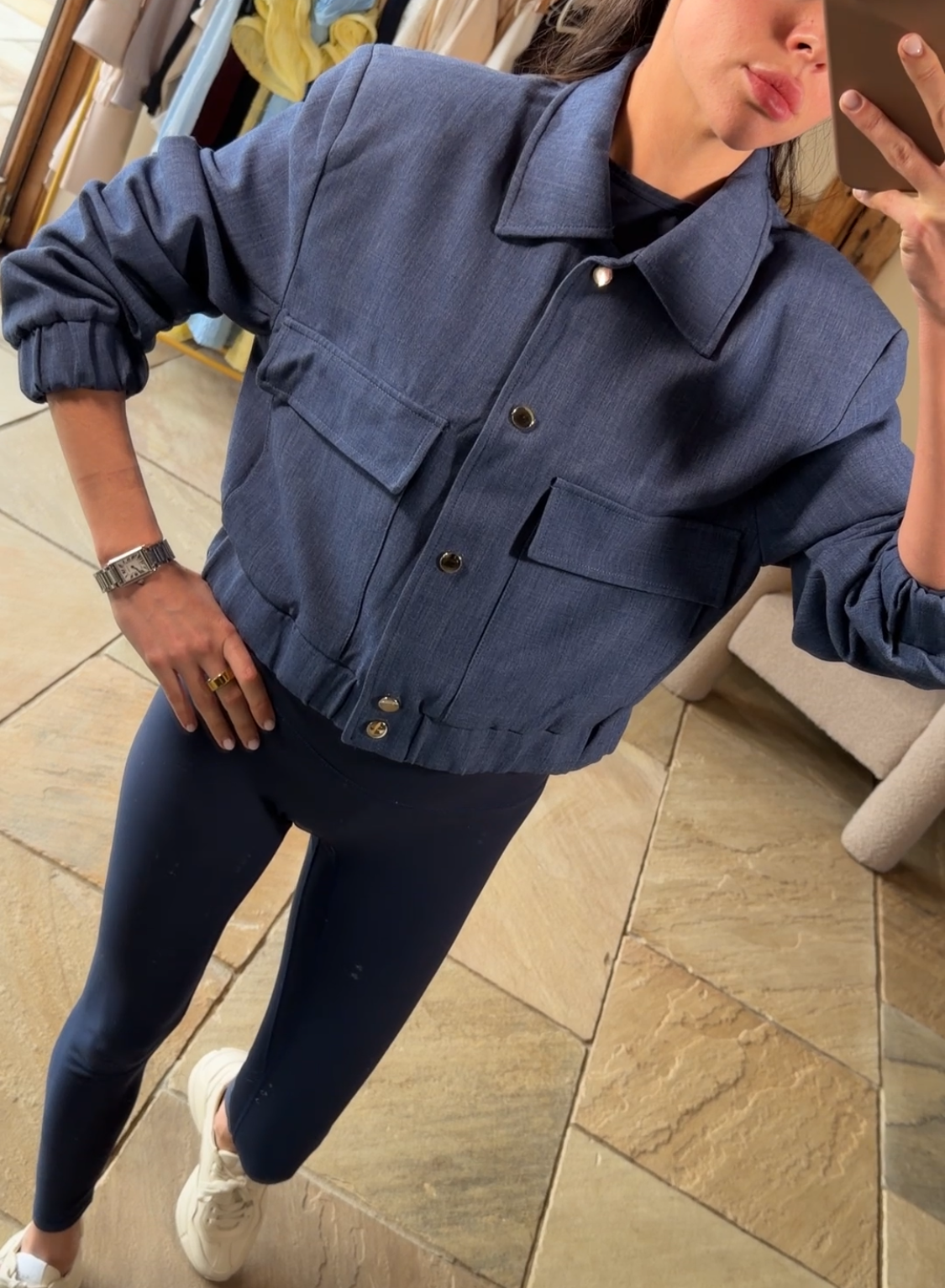 Button cropped Tailored Jacket