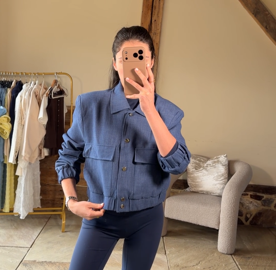 Button cropped Tailored Jacket