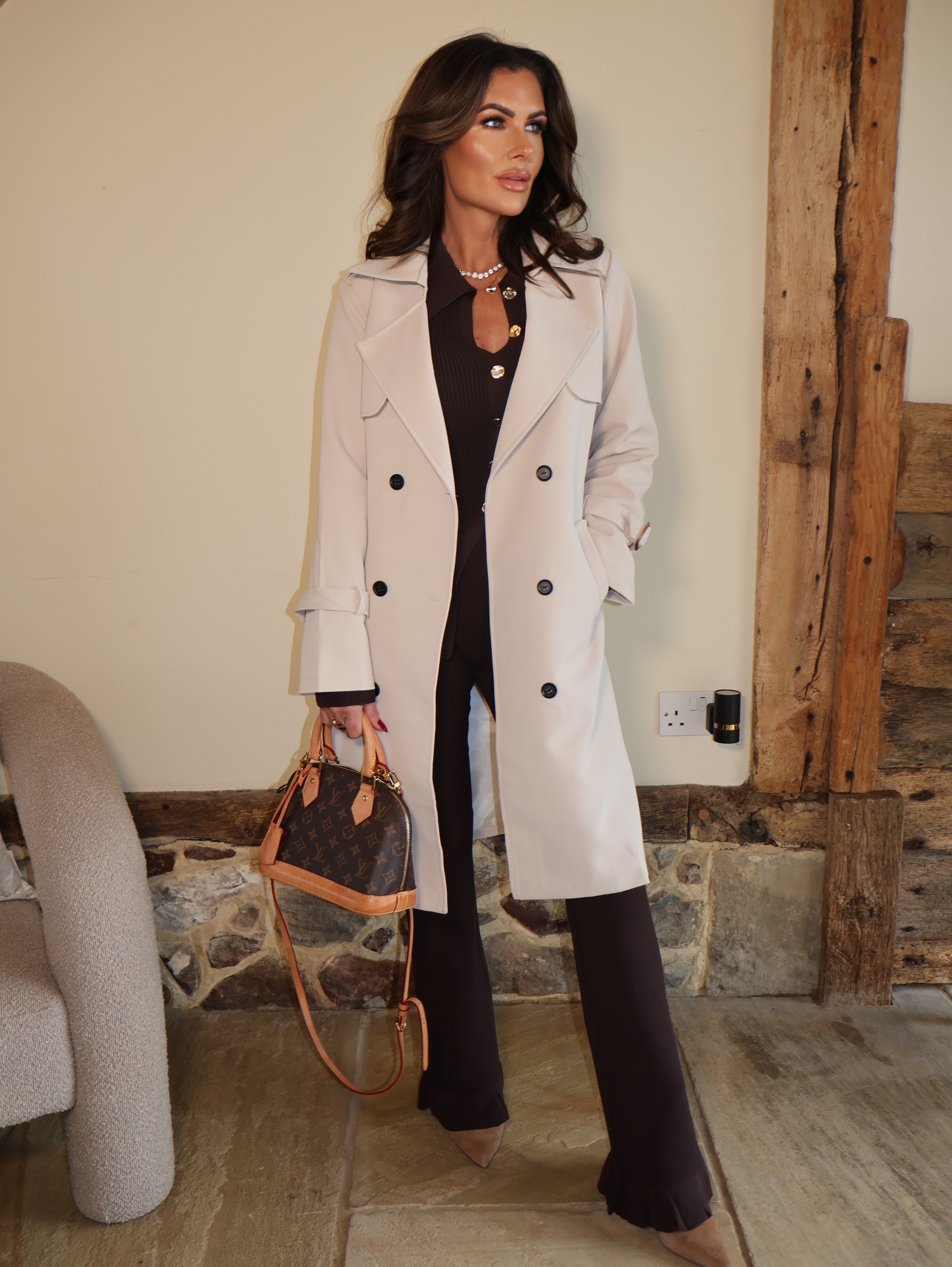 CREAM BELTED TRENCH COAT